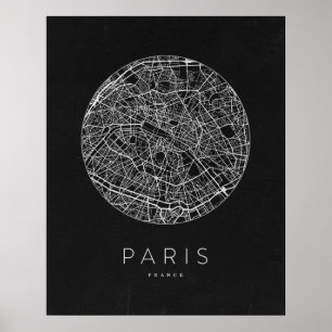Minimalist Paris City Karta Poster