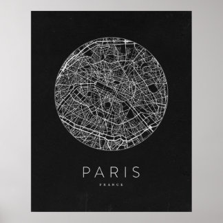 Minimalist Paris City Karta Poster