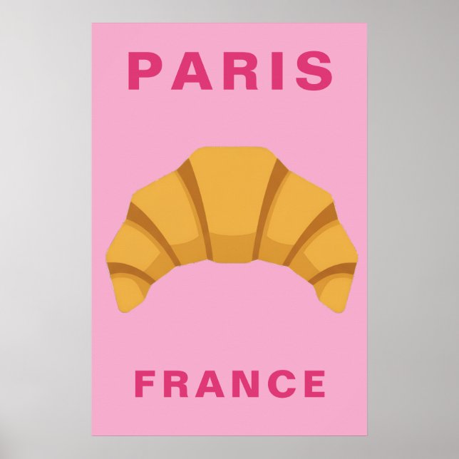 Minimalist Paris France Croissant French Bakery Poster (Framsidan)