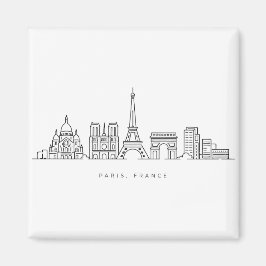 Minimalist Paris France Skyline Line Art Magnet