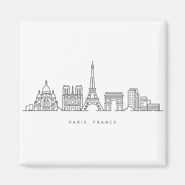 Minimalist Paris France Skyline Line Art Magnet (Framsidan)