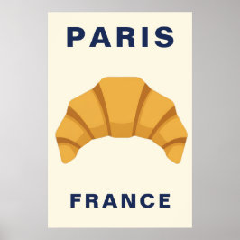 Minimalist Paris Frankrike Croissant Fransk Bageri Poster