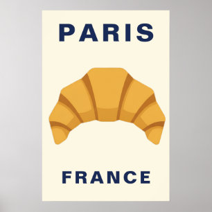 Minimalist Paris Frankrike Croissant Fransk Bageri Poster