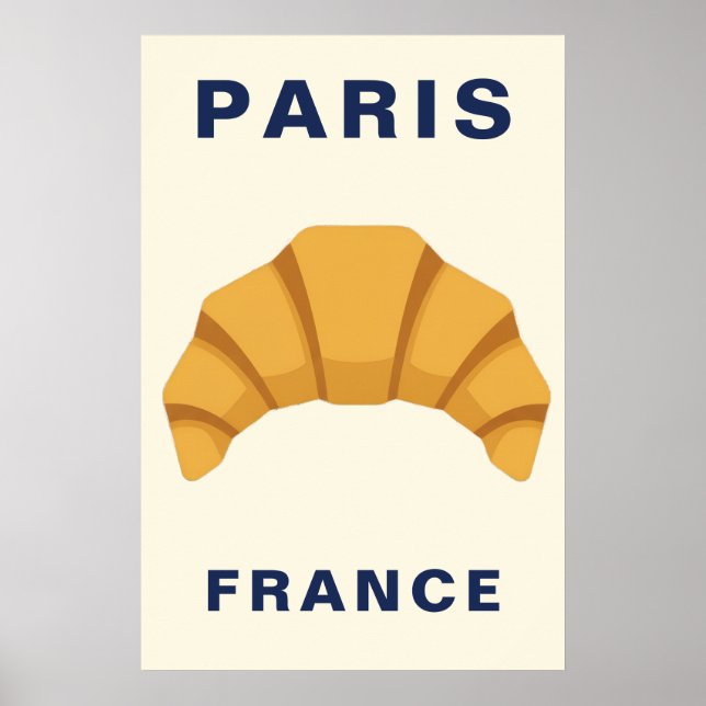 Minimalist Paris Frankrike Croissant Fransk Bageri Poster (Framsidan)