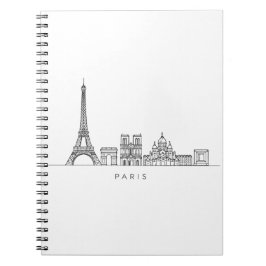 Minimalist Paris Skyline Line Art Anteckningsbok