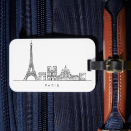Minimalist Paris Skyline Line Art Bagagebricka