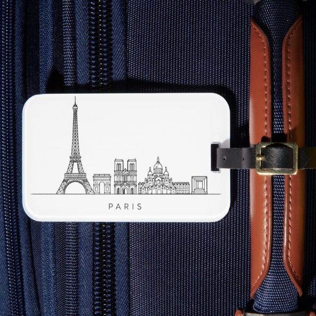 Minimalist Paris Skyline Line Art Bagagebricka (Framsida Insitu 4)