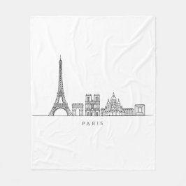 Minimalist Paris Skyline Line Art Fleecefilt