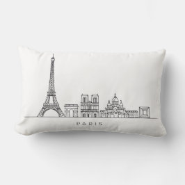 Minimalist Paris Skyline Line Art Lumbarkudde