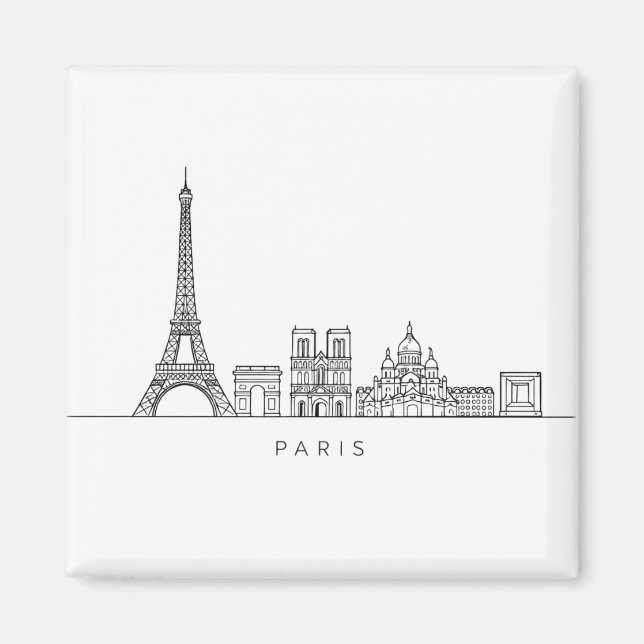 Minimalist Paris Skyline Line Art Magnet (Framsidan)
