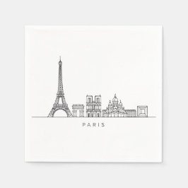 Minimalist Paris Skyline Line Art Pappersservett