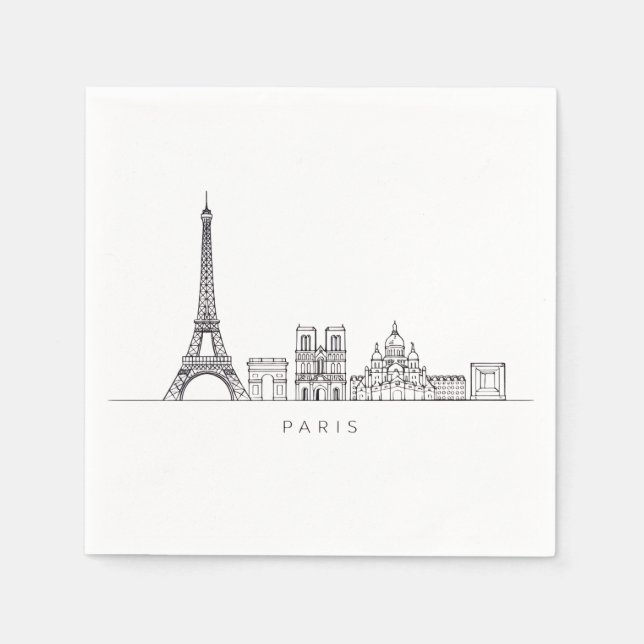 Minimalist Paris Skyline Line Art Pappersservett (Framsidan)