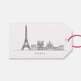 Minimalist Paris Skyline Line Art Presentetikett