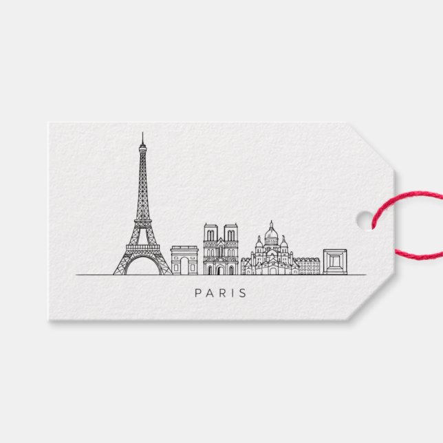 Minimalist Paris Skyline Line Art Presentetikett (Framsidan (Horisontell))