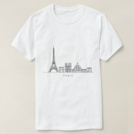 Minimalist Paris Skyline Line Art T Shirt