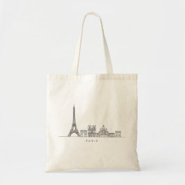 Minimalist Paris Skyline Line Art Tygkasse