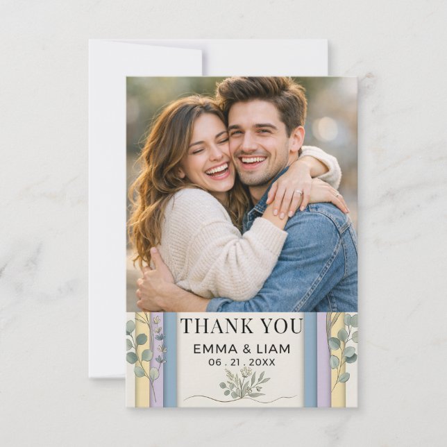 Minimalist Pastel Arch Botanical Wedding Tack Kort (Framsida)