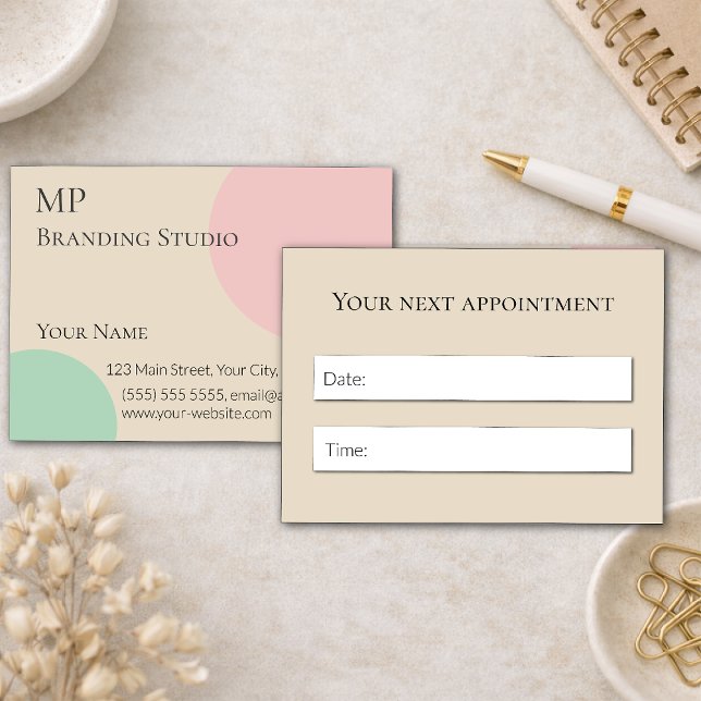 Minimalist Pastel Branding Design Tidsbeställning Kort (Skapare uppladdad)
