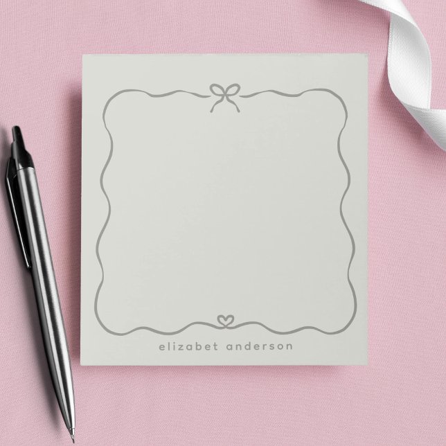 Minimalist Pastel Cute Bow Monogram Name  Anteckningsblock (Skapare uppladdad)