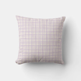 Minimalist Pastel HandDrawn Grid Check Dusty Lilac Kudde