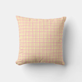 Minimalist Pastel HandDrawn Grid Check Yellow Kudde