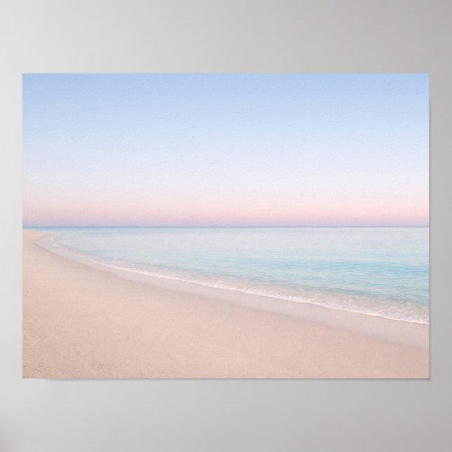 Minimalist Pastel Pink Beach Ocean Horizon Poster (Framsidan)