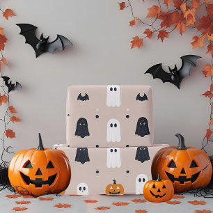 Minimalist Pastel Rosa Ghost & Pumpkin Halloween Presentpapper