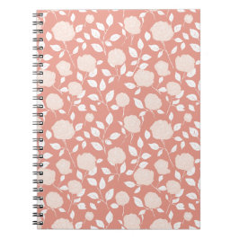 Minimalist Pastel Rose White Floral Pattern Anteckningsbok