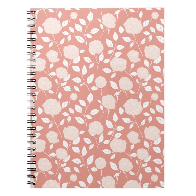 Minimalist Pastel Rose White Floral Pattern Anteckningsbok (Framsidan)