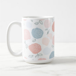 Minimalist Pastel Rose White Floral Pattern Kaffemugg