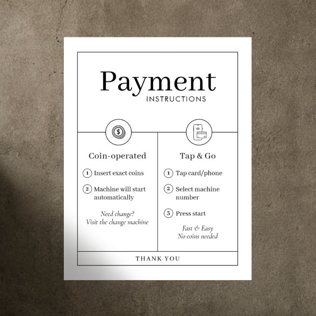 Minimalist Payment Instructions Poster Wall Sign (Skapare uppladdad)