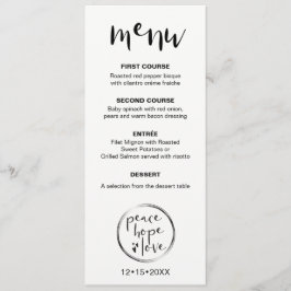 MINIMALIST, Peace, Hope, Kärlek, Helgdag Menu Meny