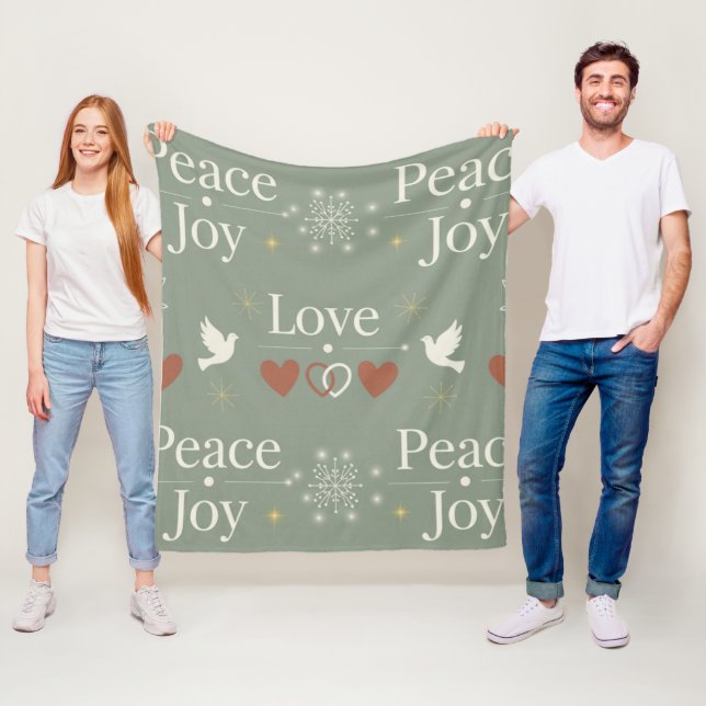 Minimalist Peace Love Joy Scandinavian Holiday Fleecefilt (På plats)