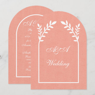 Minimalist Peach and White Arch Wedding Inbjudningar
