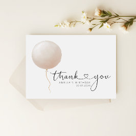 Minimalist Peach Balloon Script Heart Birthday Tack Kort