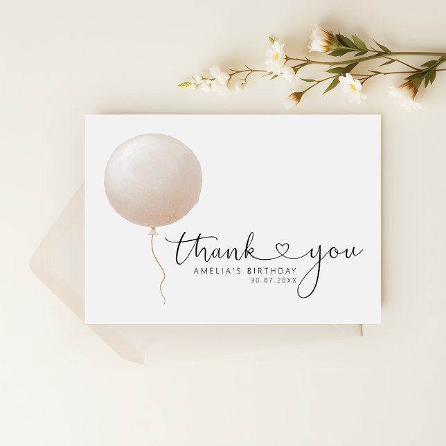 Minimalist Peach Balloon Script Heart Birthday Tack Kort (Skapare uppladdad)