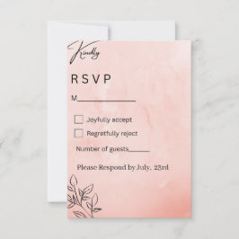 Minimalist Peach Botanical Wedding RSVP OSA Kort