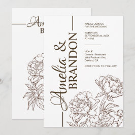 Minimalist Peony Wedding Invitation Luxury Inbjudningar