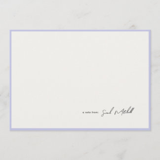 Minimalist Periwinkle Border Personalized Script Anteckningskort