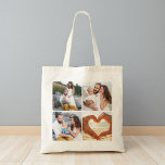 Minimalist Personalized Photo Tygkasse<br><div class="desc">Show off your favorite memories everywhere you go with this Custom Five Photo Personalized Double Sided Tote Bag. Upload five photos to create a clean, modern collage layout printed on both sides of the bag — perfect for family moments, vacations, pets, or milestones. Made from durable fabric with sturdy handles,...</div>