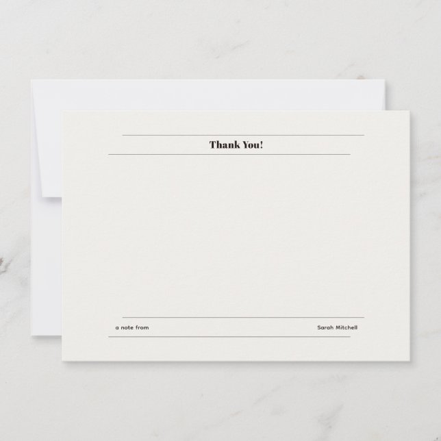 Minimalist Personalized Thank You Card Anteckningskort (Framsida)