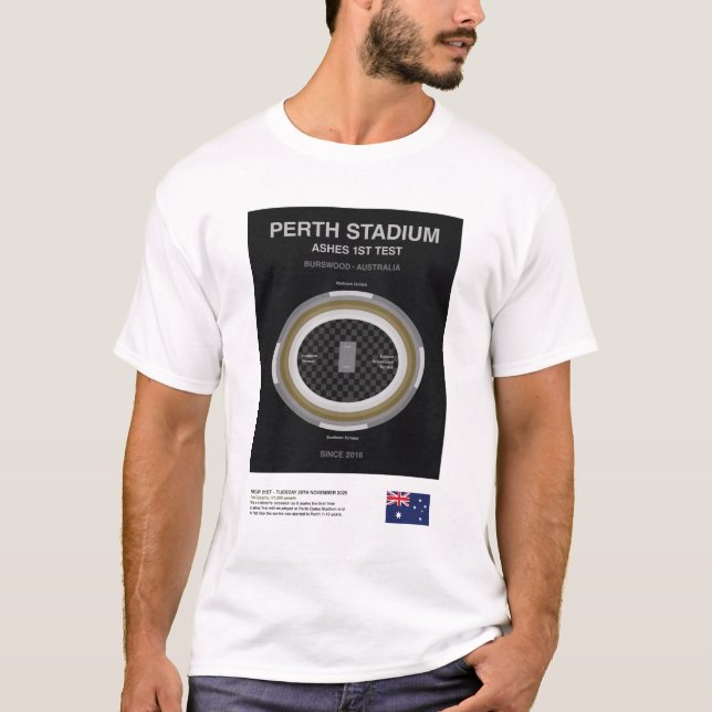 Minimalist Perth Cricket Ground Line Print Tee (Framsida)