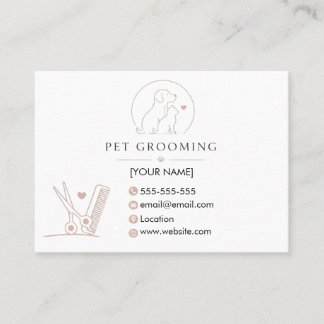 Minimalist Pet Grooming Professional Business Card Visitkort