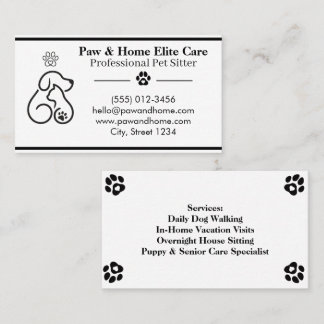 Minimalist Pet Sitter Business Card | Professional Visitkort