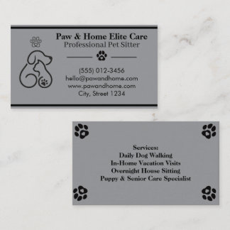 Minimalist Pet Sitter Business Card | Professional Visitkort
