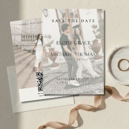 Minimalist Photo Classic QR Code Save The Date  Inbjudningar