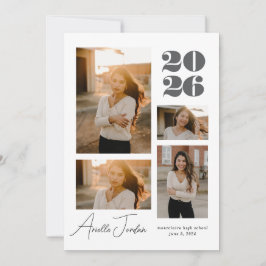 Minimalist Photo Collage Graduation Year Inbjudningar