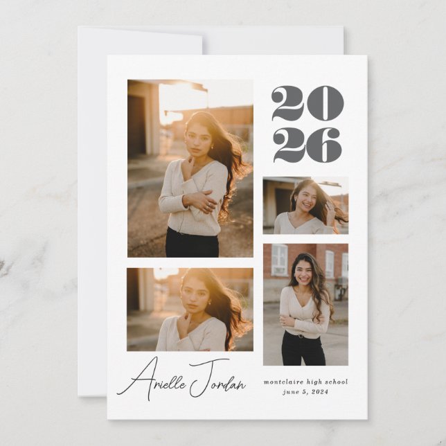 Minimalist Photo Collage Graduation Year Inbjudningar (Framsida)