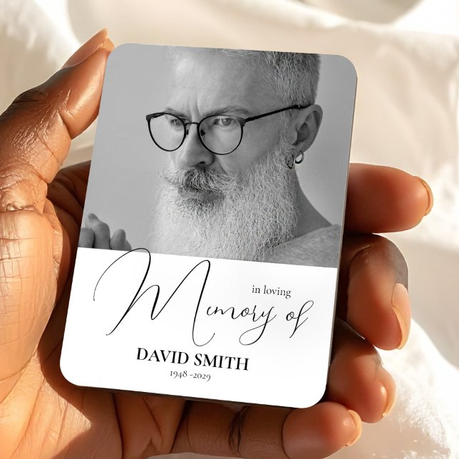 Minimalist Photo Elegant Funeral Memorial Favor Magnet (Minimalist Photo Elegant Funeral Memorial Keepsake Magnet, In Loving Memory Gift)