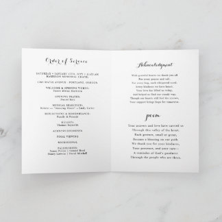 Minimalist Photo Funeral Order of Service Folded Program